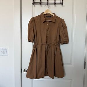 Zara Brown Puff Sleeve Dress